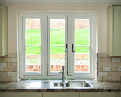 White casement window