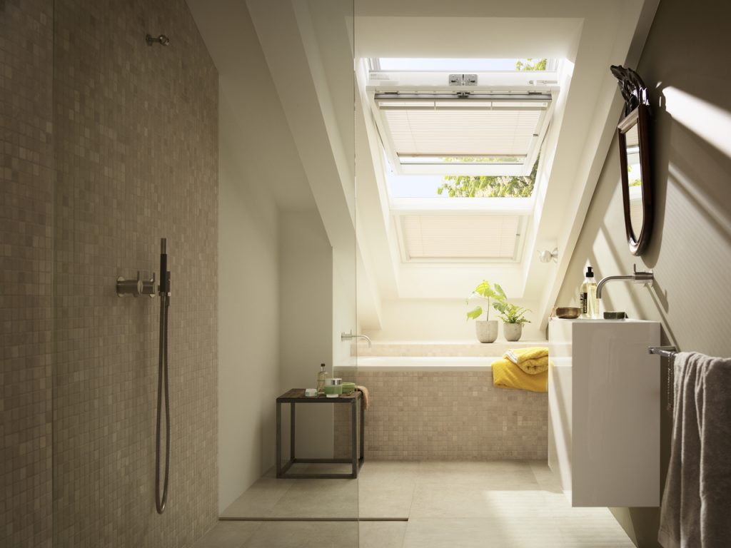 Open VELUX window in bathroom