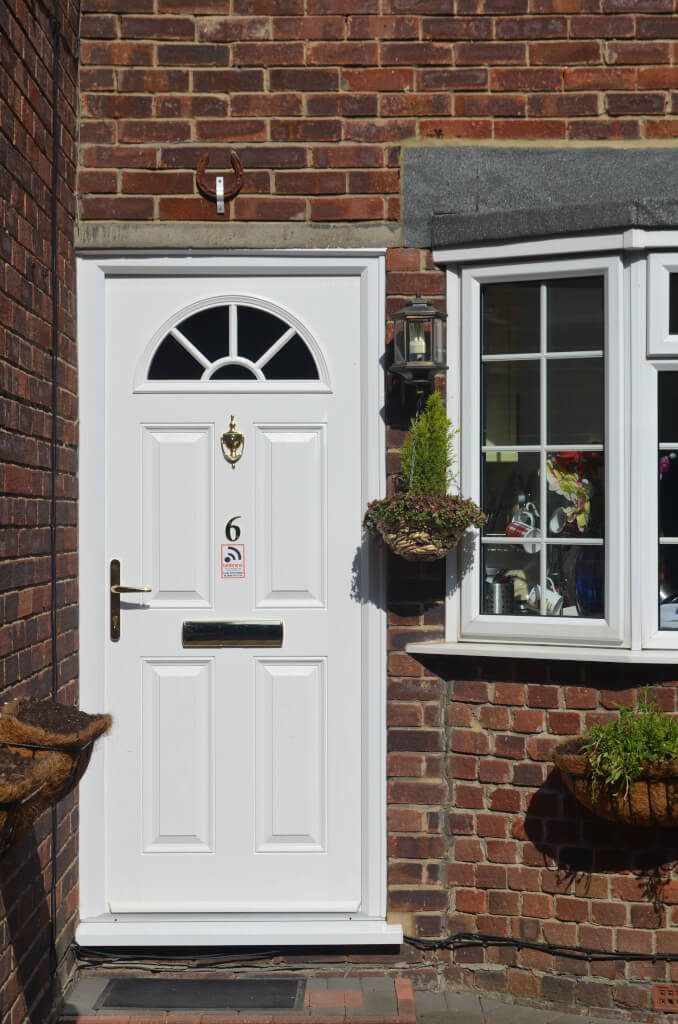 White composite front door