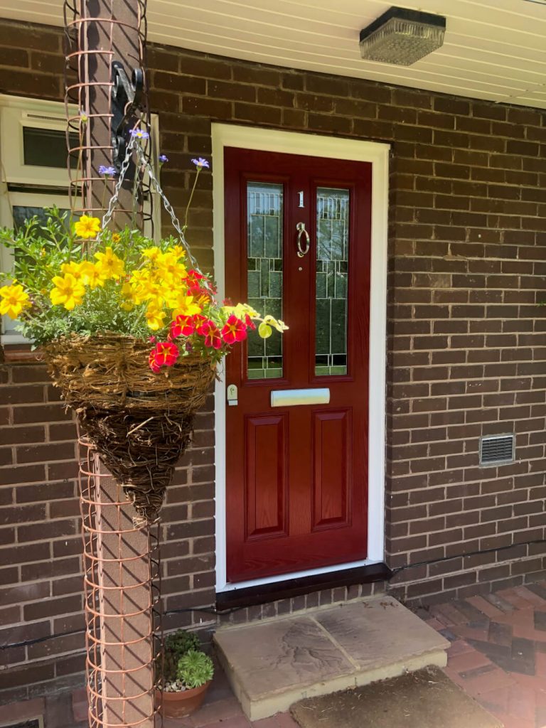 Composite front door in red