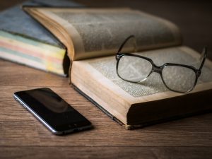 Mobile phone book & glasses