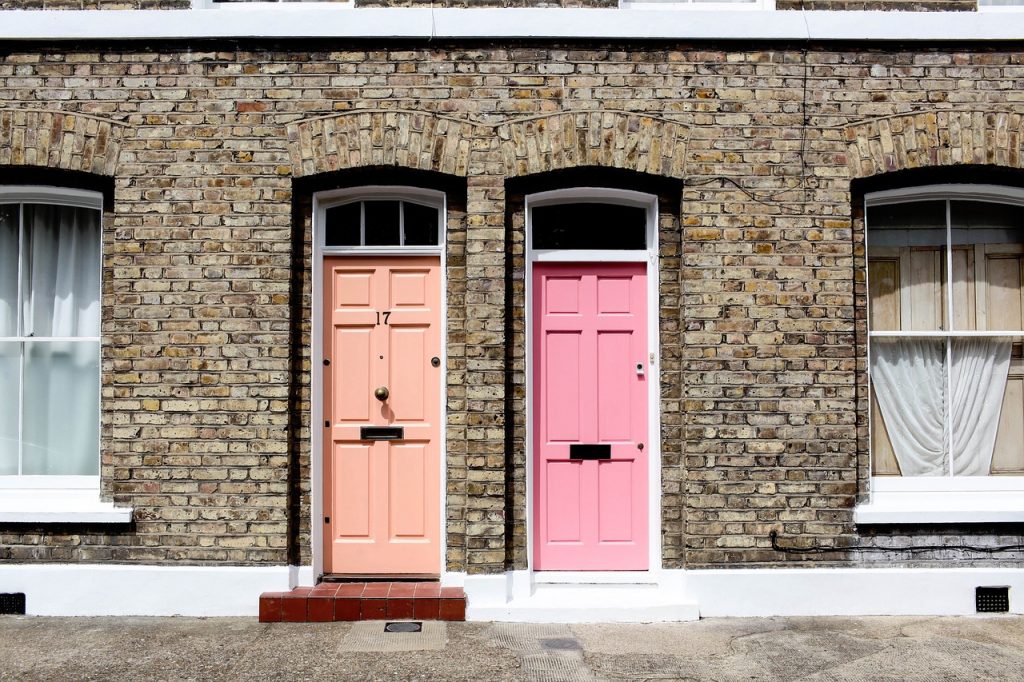 Pink & salmon front doors