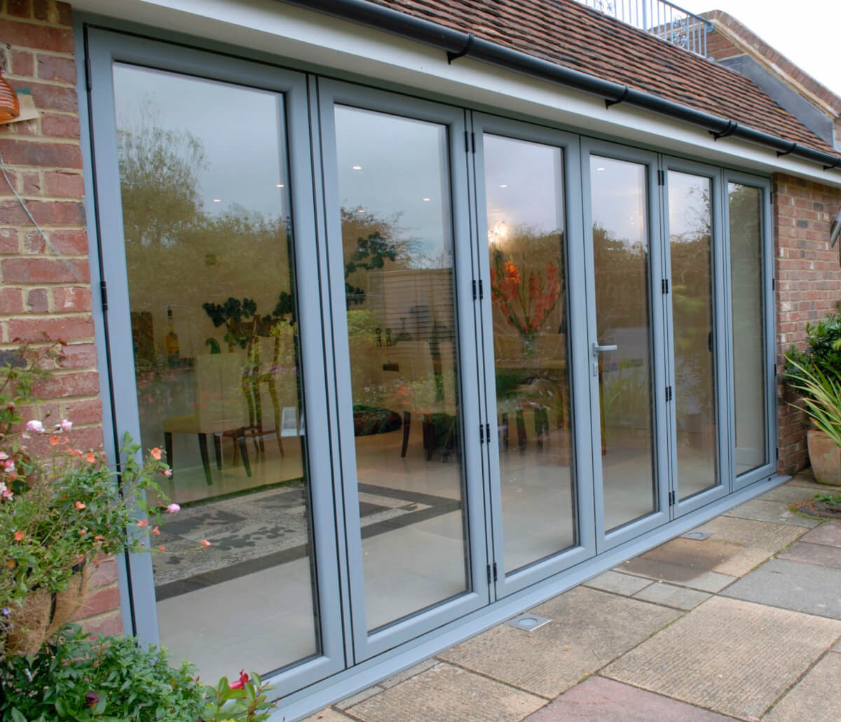 grey aluminium bifolding doors