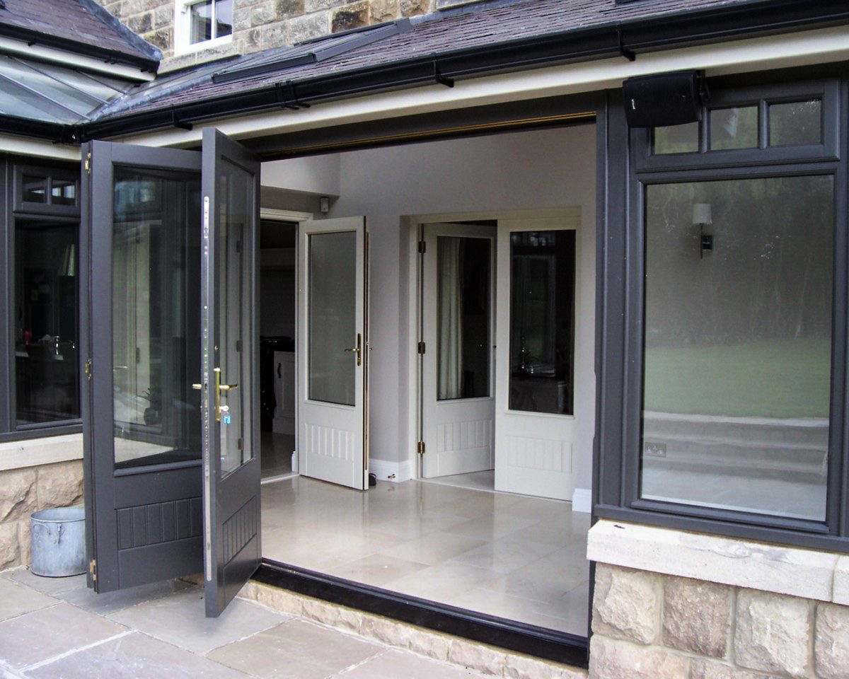 grey timber bifolding door