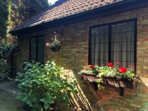 slimline rosewood leaded glass windows