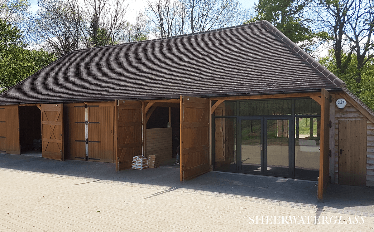 aluminium french doors on barn conversion