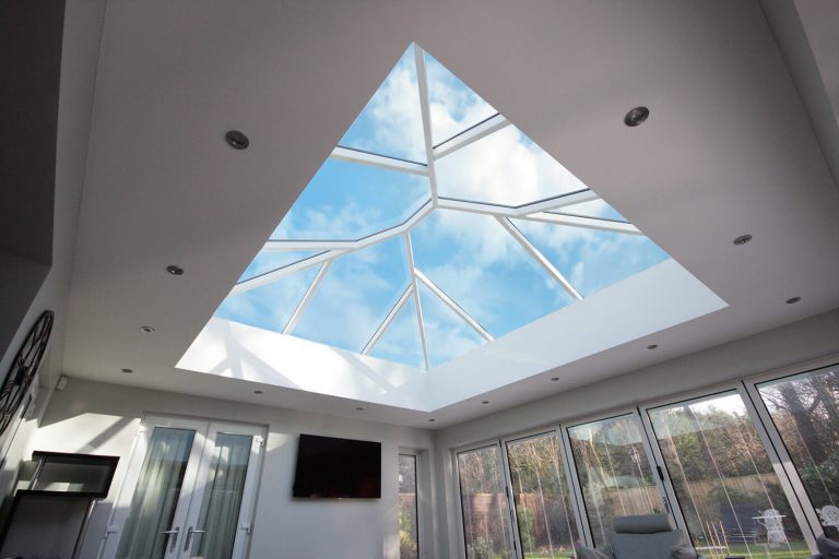 white aluminium lantern roof interior view