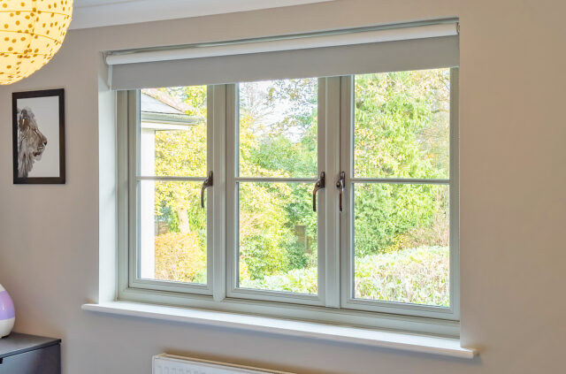 Sage Green Flush double glazing Casement Window Full House Sheerwater Glass